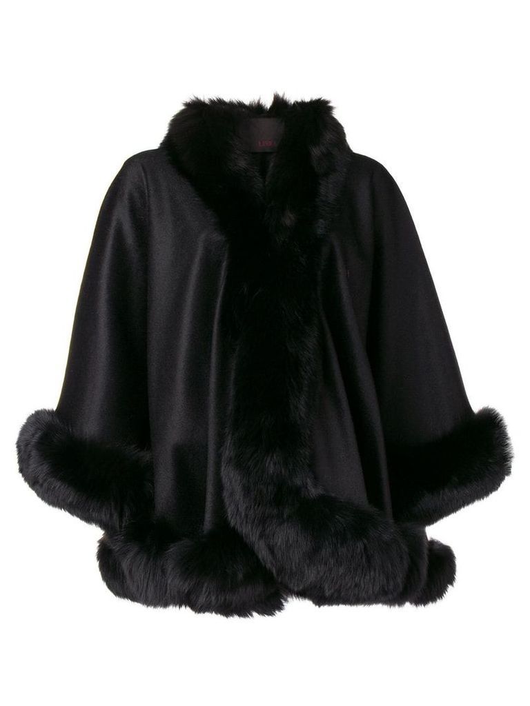 Liska fur-trimmed cape - Black