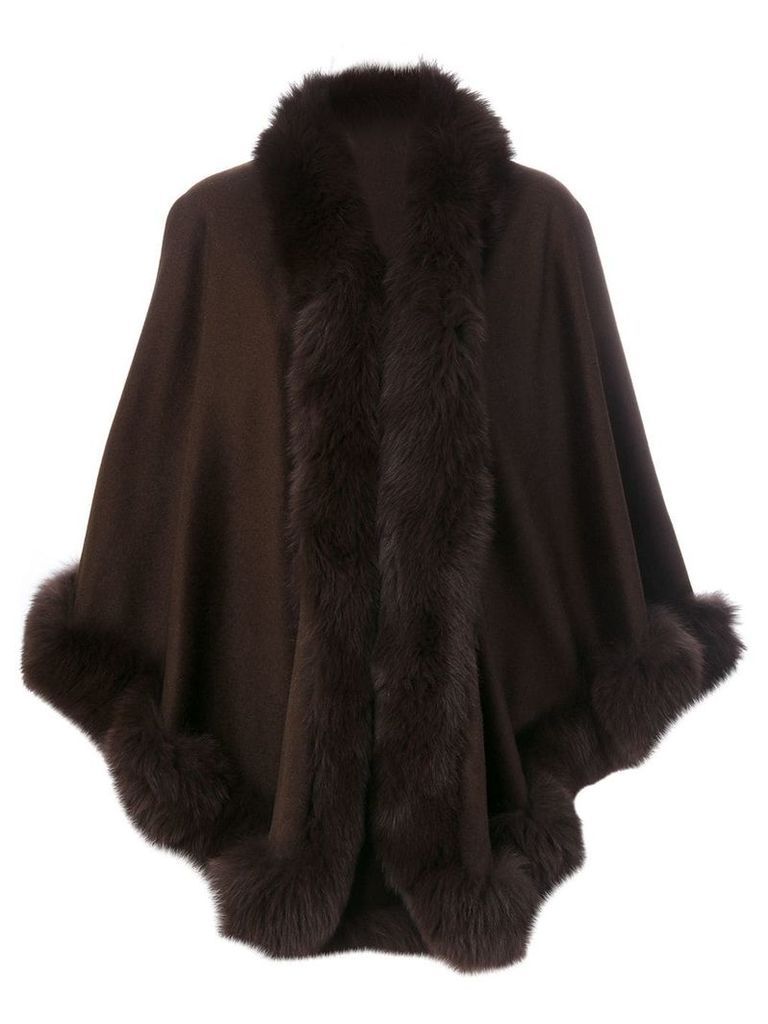 Liska fur trim oversized coat - Brown
