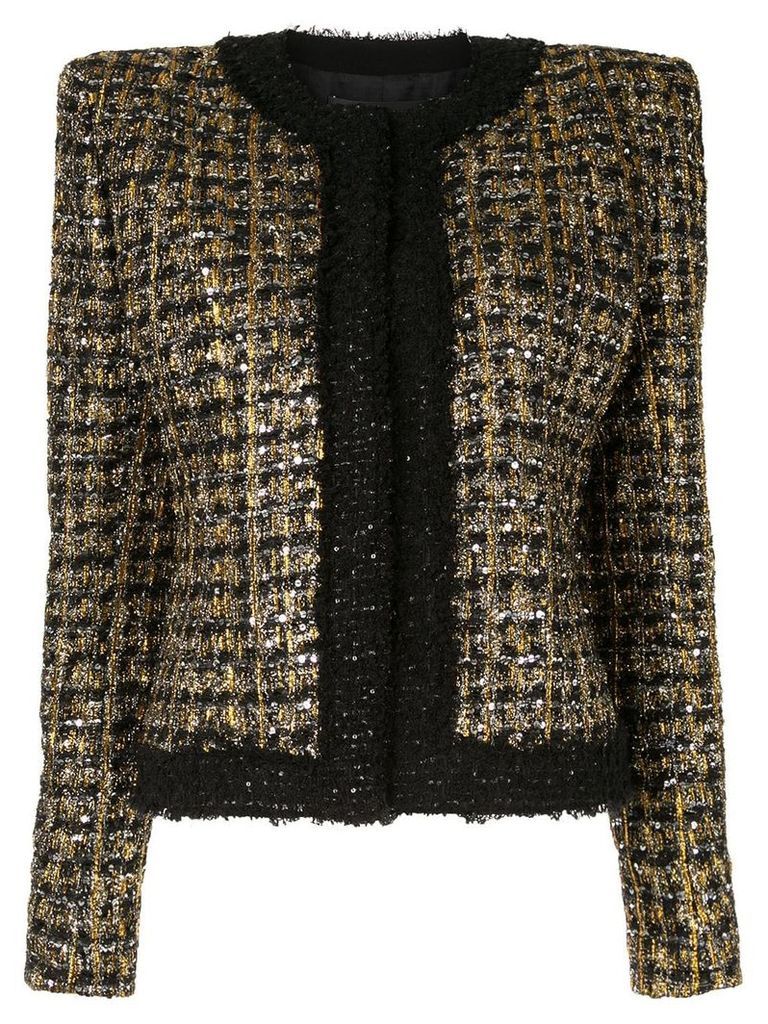 Balmain sequined cropped tweed jacket - GOLD