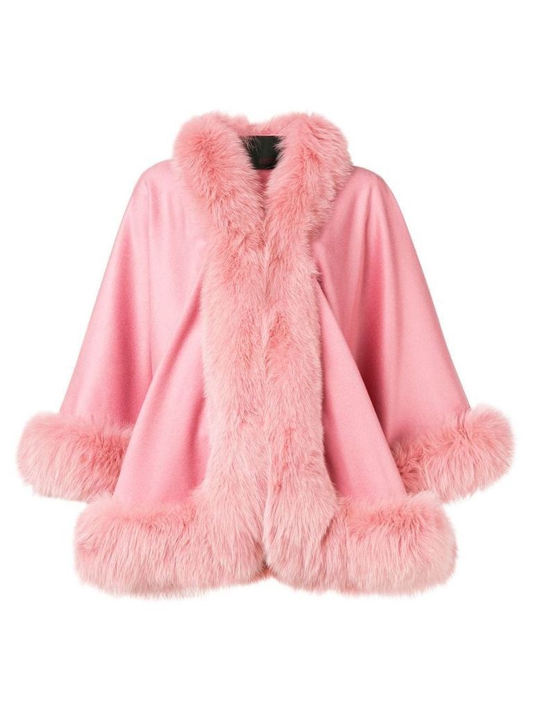 Liska fur-trimmed cape - Pink