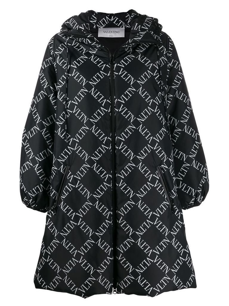 Valentino logo print padded coat - Black