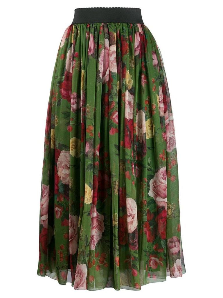 Dolce & Gabbana floral print midi skirt - Green