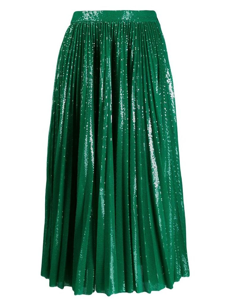MSGM sequinned plisse full skirt - Green