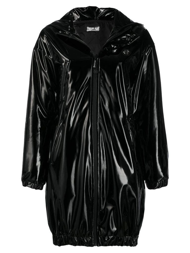 Philipp Plein vinyl hooded jacket - Black