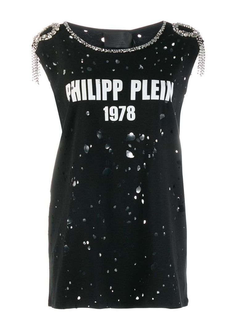 Philipp Plein embellished distressed T-shirt - Black