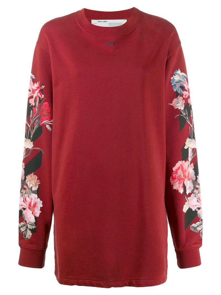 Off-White floral-print sweatshirt dress - Red