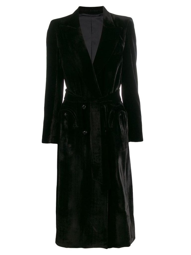 Blazé Milano belted velvet coat - Black