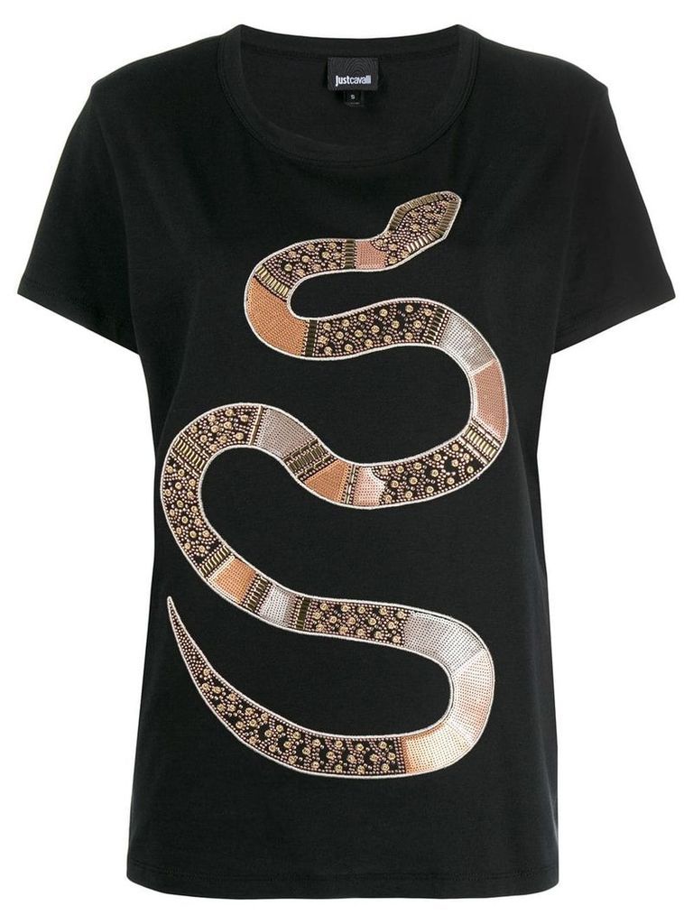 Just Cavalli embellished snake T-shirt - Black
