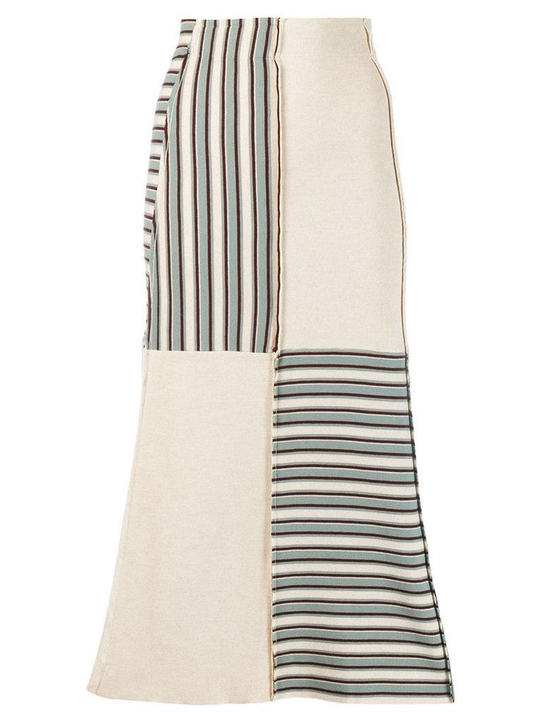 Jil Sander striped panel knitted skirt - NEUTRALS
