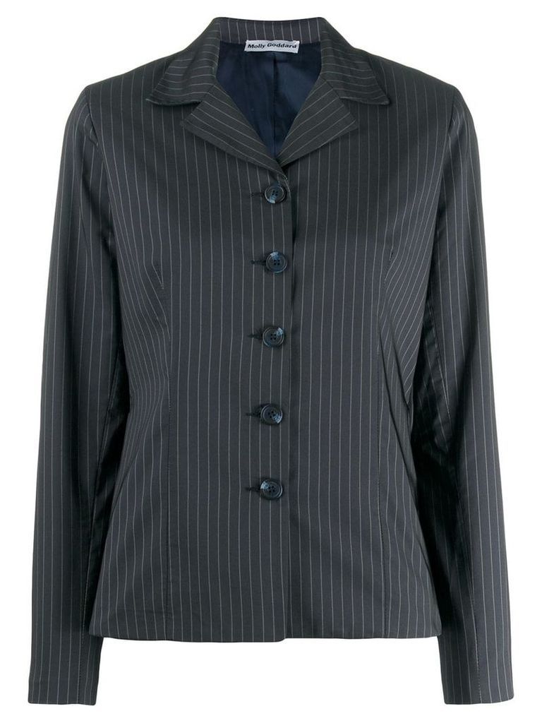 Molly Goddard pinstriped fitted jacket - Blue
