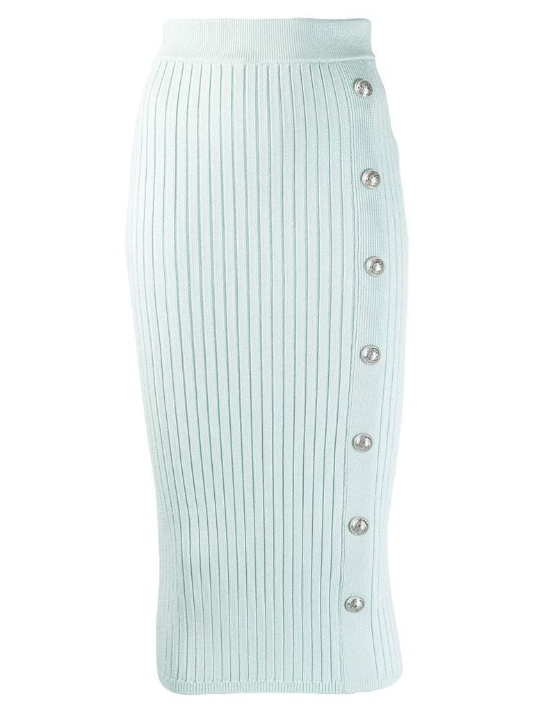 Balmain rib-knit fitted skirt - Green