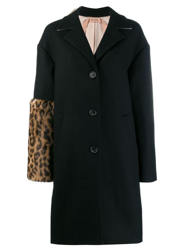 Nº21 single-breasted midi coat - Black