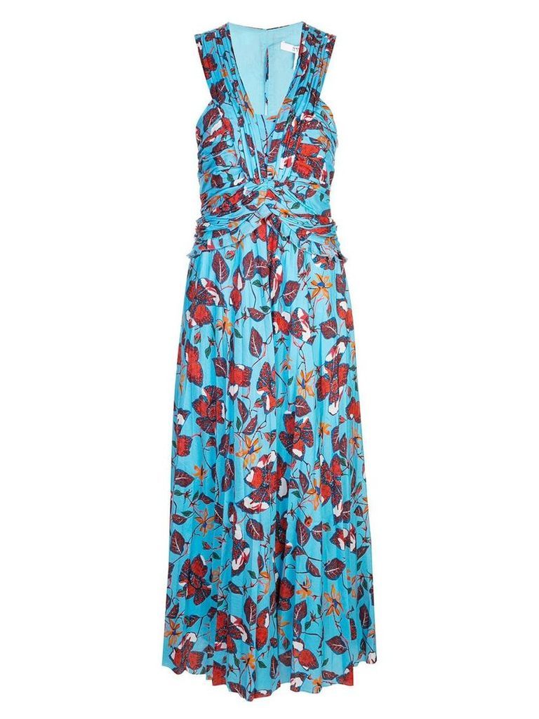Derek Lam 10 Crosby floral print long dress - Blue