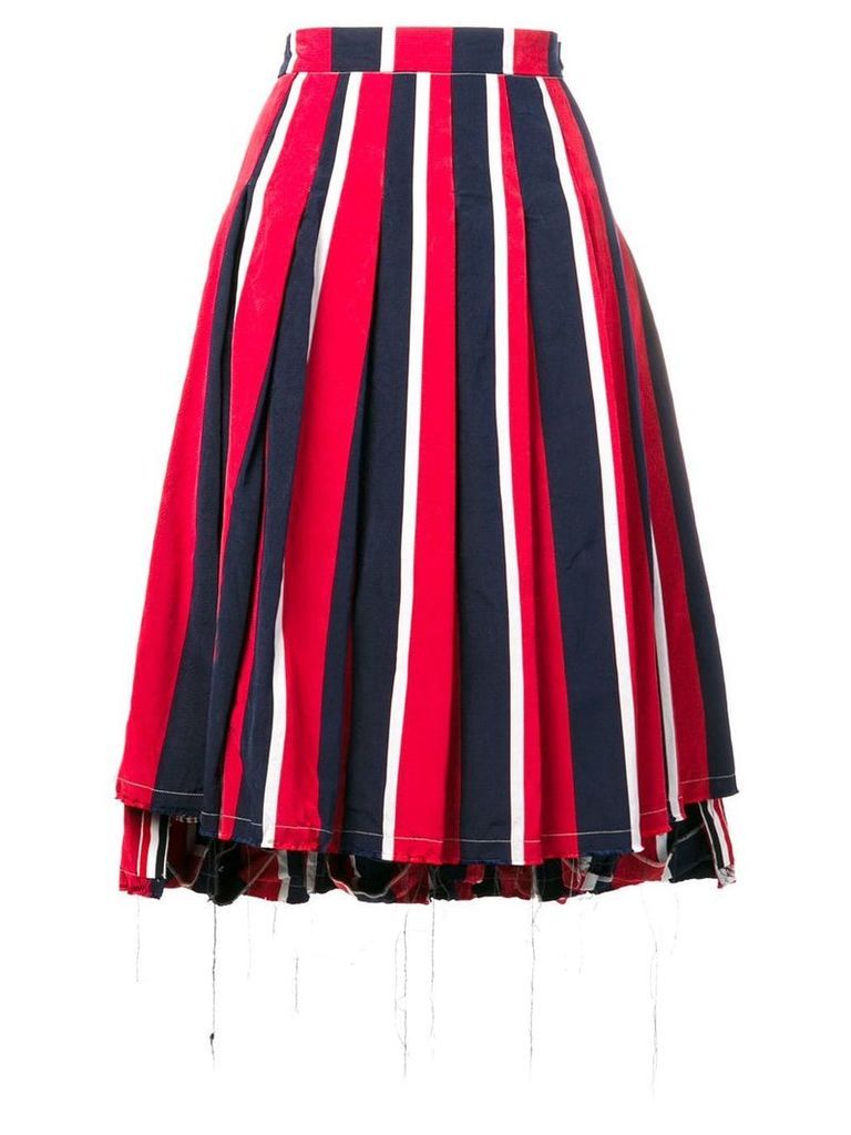 Thom Browne Wide Repp RWB Stripe Pleated Skirt - Blue
