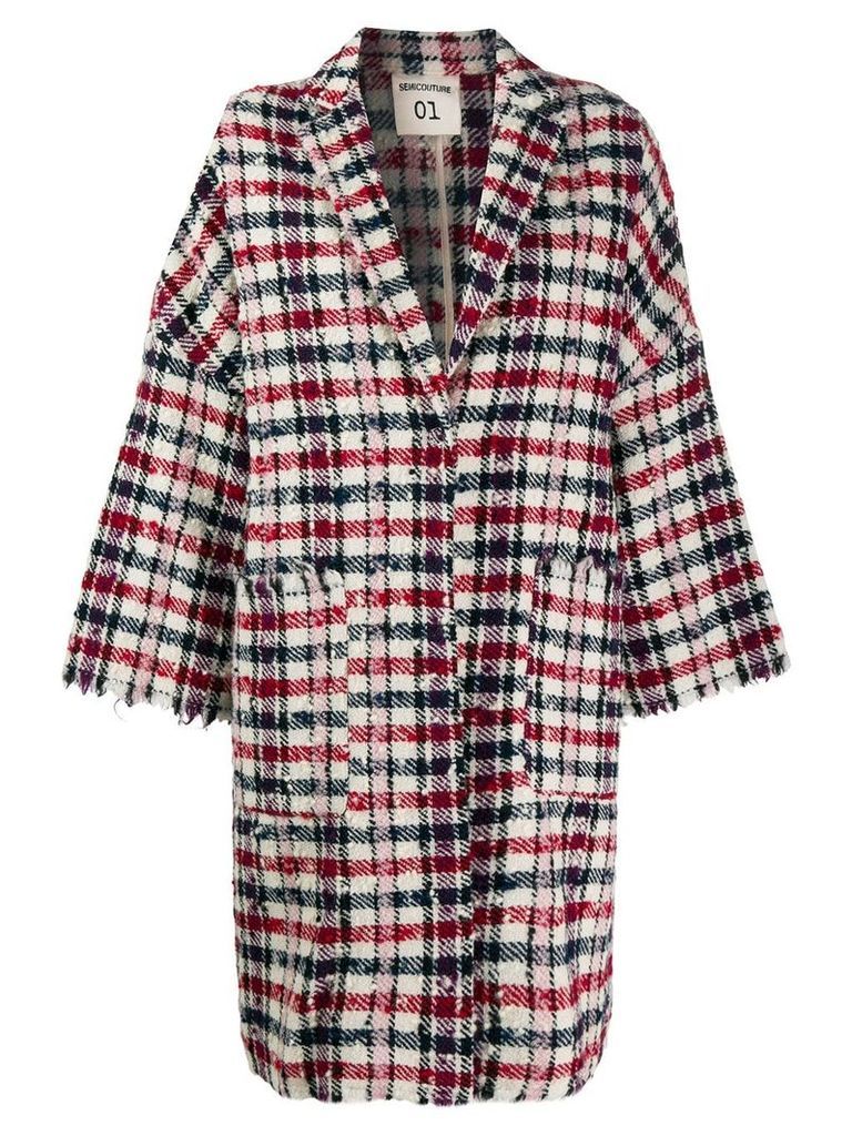 Semicouture checked oversized coat - Red