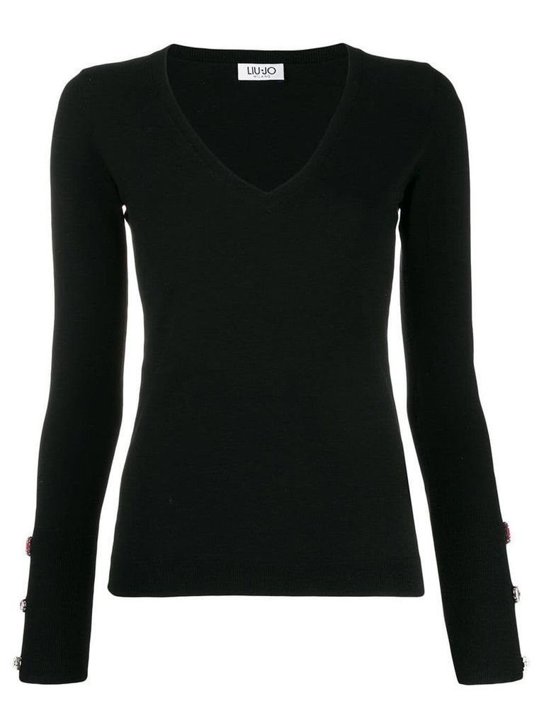 LIU JO embellished V-neck pullover - Black