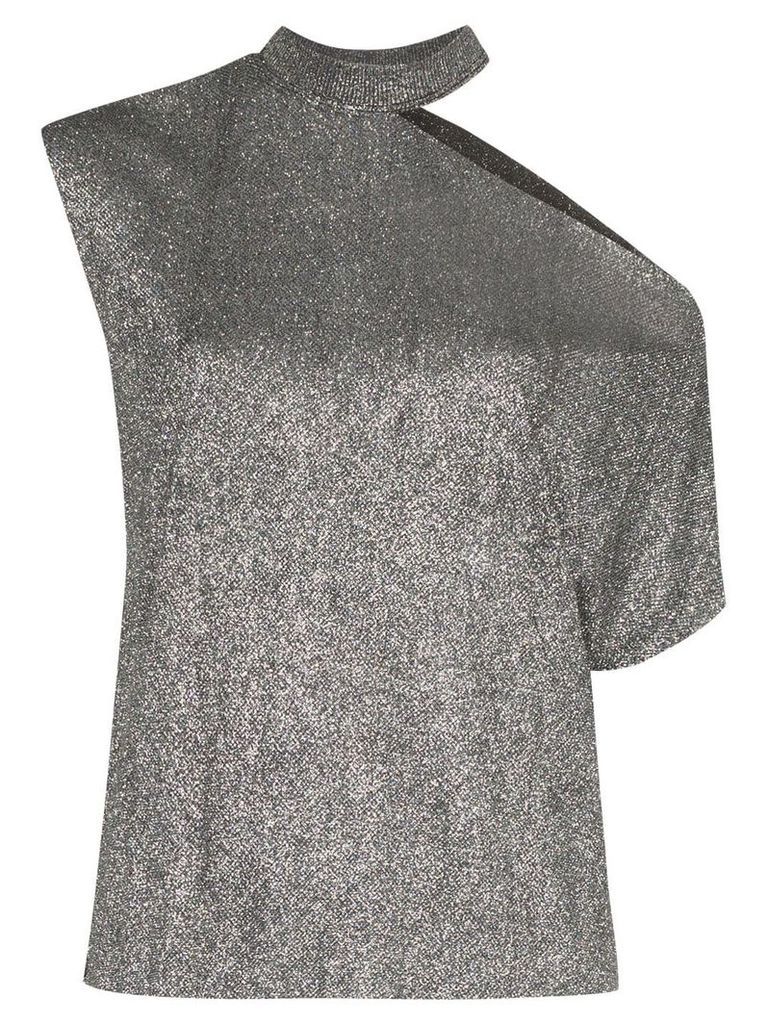 RtA metallic cut-out asymmetric T-shirt - SILVER