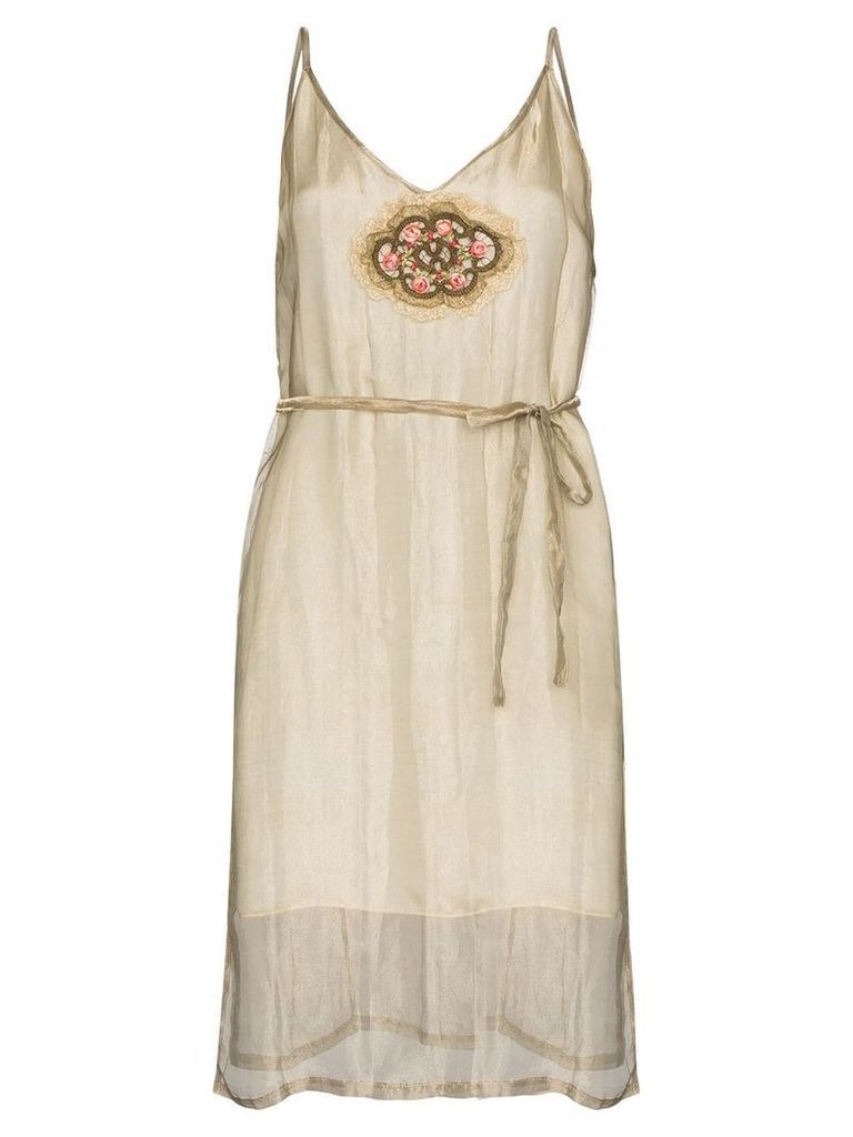 One Vintage organza slip mini dress - Neutrals