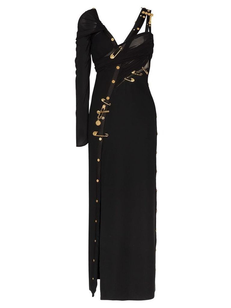Versace safety pin asymmetric dress - Black