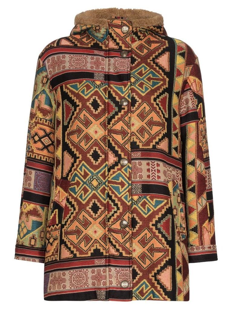 Etro Aztec-pattern shearling jacket - Brown
