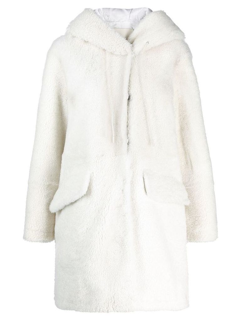 Drome hooded shearling coat - White