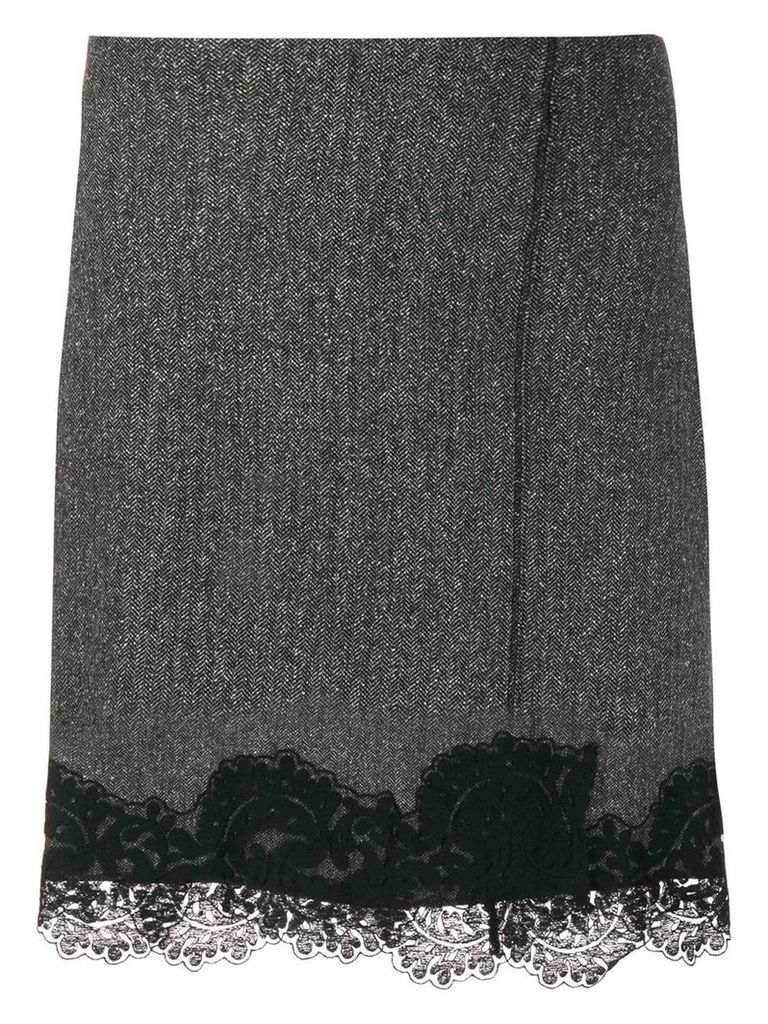 Dondup lace trim straight skirt - Black