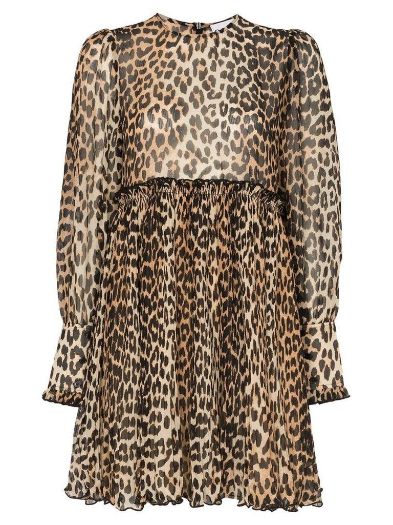 GANNI leopard print mini dress - Black