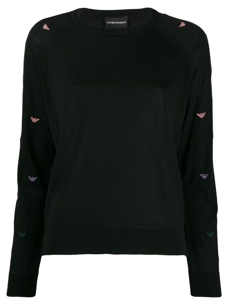 Emporio Armani logo patterned jumper - Black