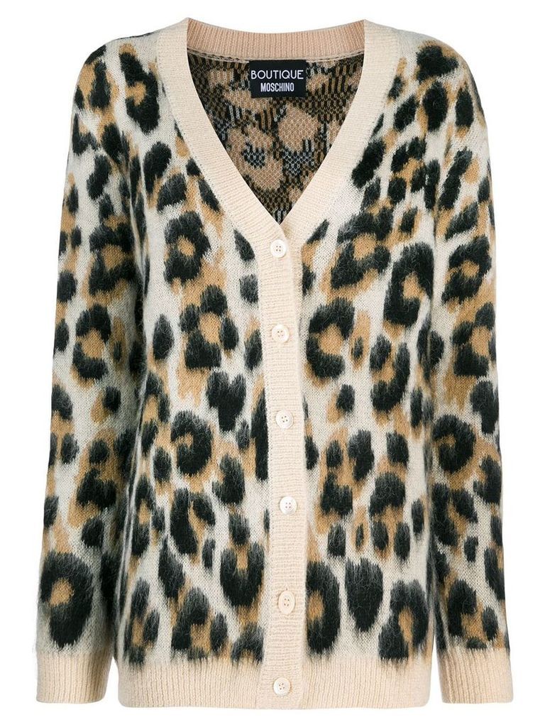 Boutique Moschino leopard print cardigan - Brown