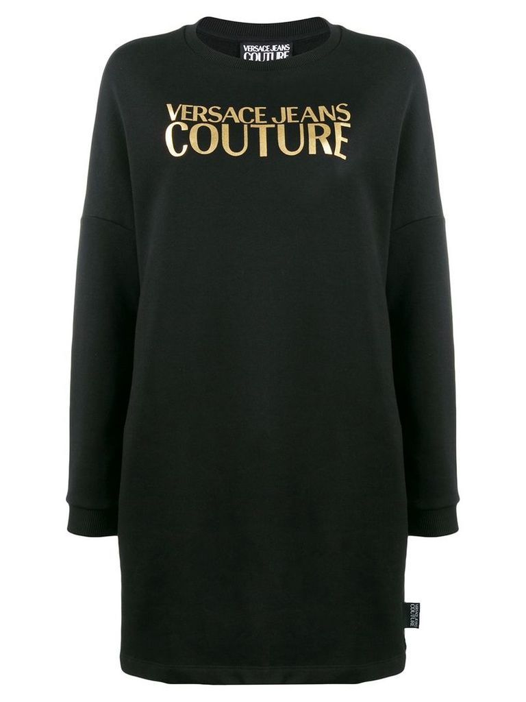 Versace Jeans Couture logo print sweatshirt dress - Black
