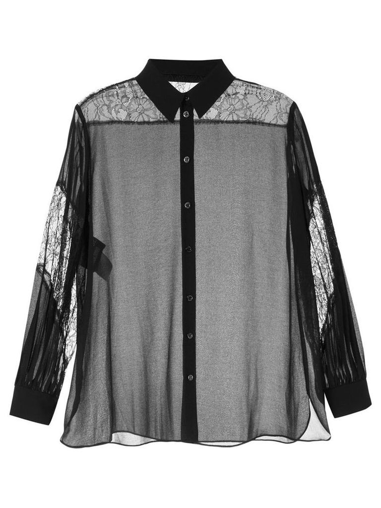 Boutique Moschino sheer lace detail shirt - Black