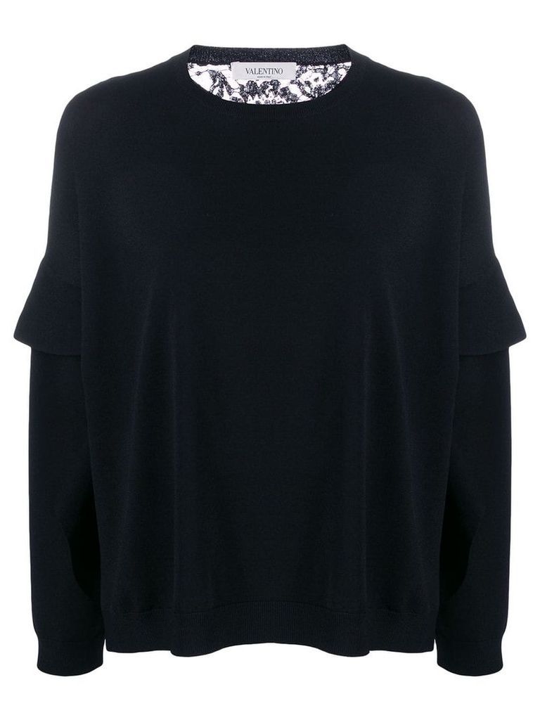 Valentino lace back loose-fit knitted top - Black