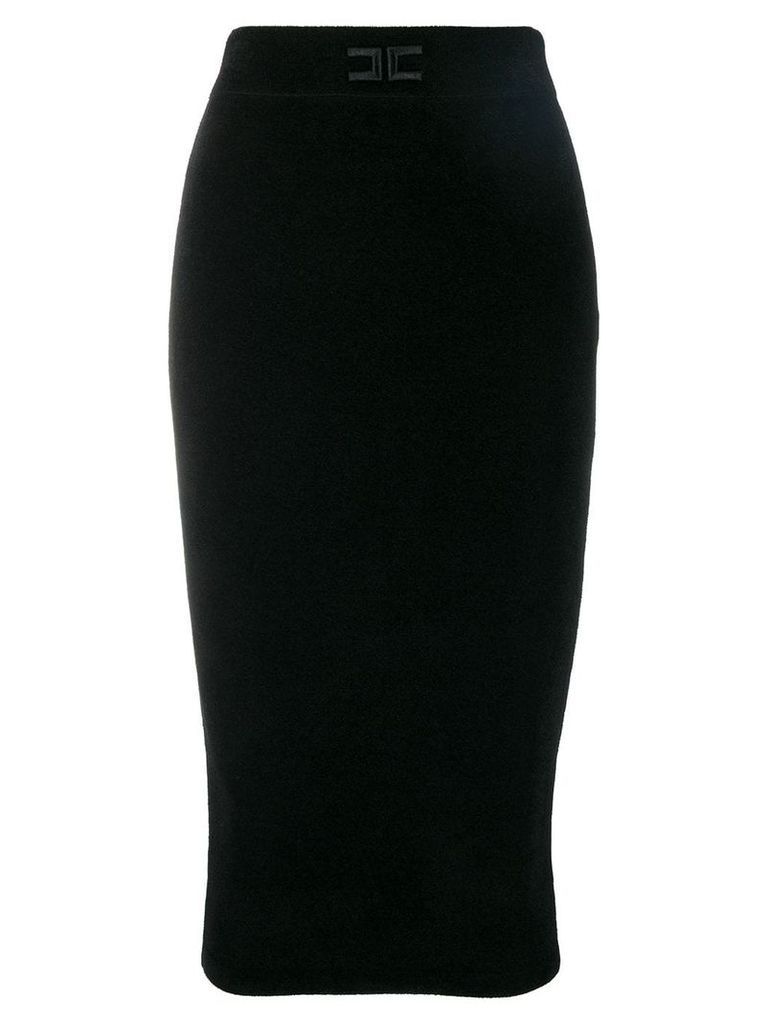 Elisabetta Franchi mid-length logo pencil-skirt - Black