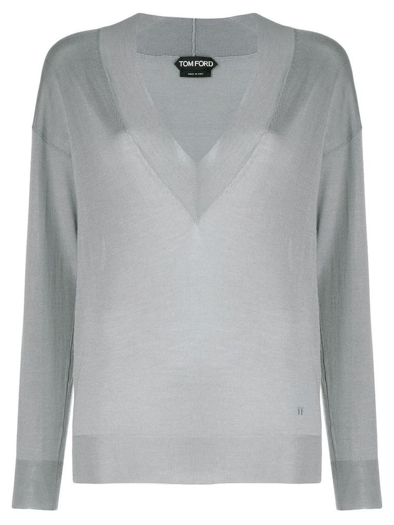 Tom Ford V-neck knitted sweater - Grey