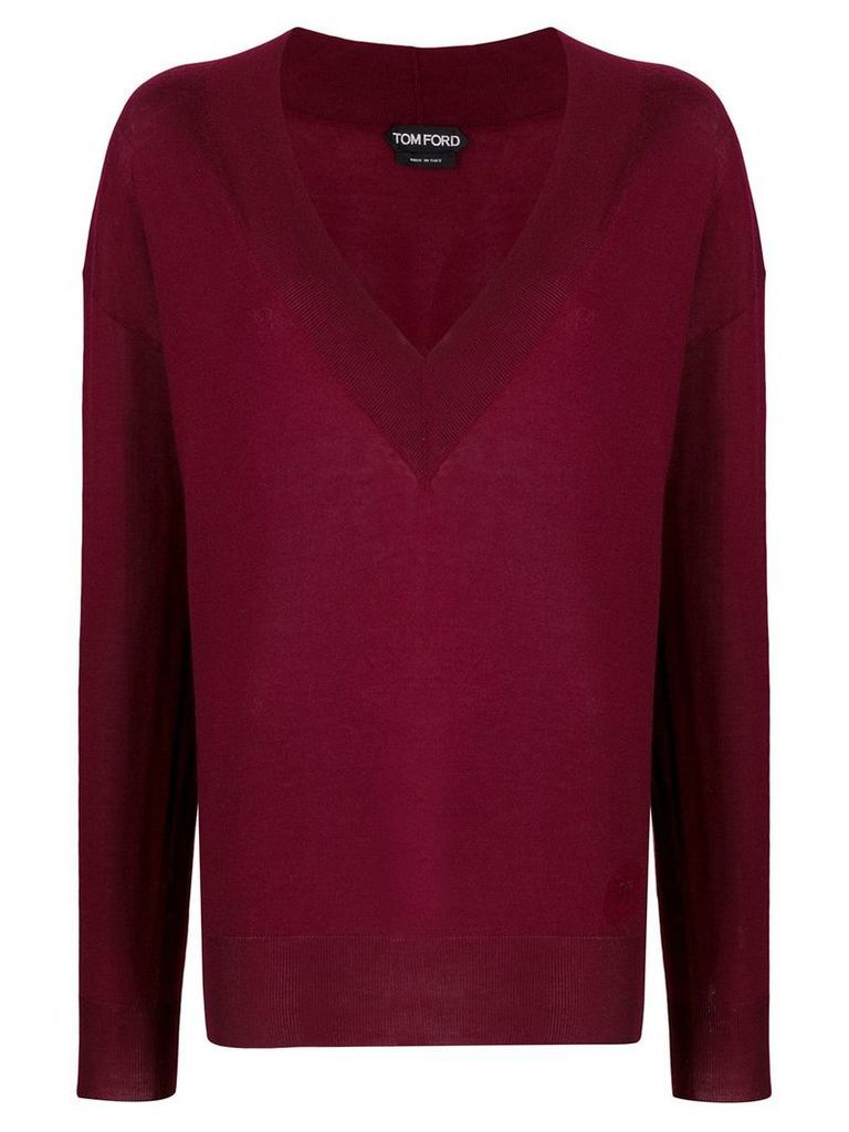 Tom Ford V-neck knitted sweater - Red