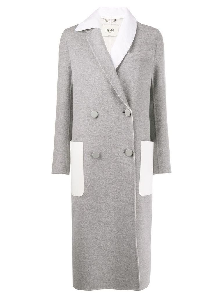 Fendi asymmetric lapel overcoat - Grey