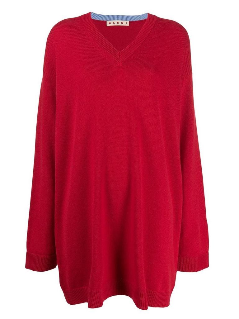 Marni v-neck oversized jumper - Red