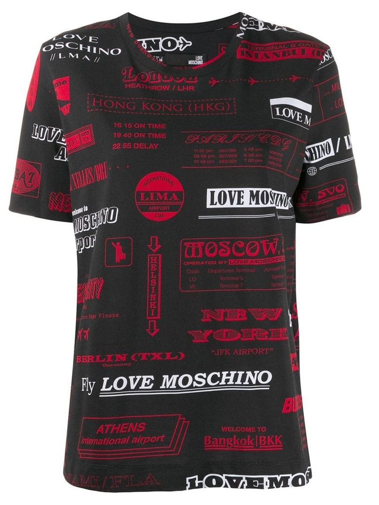 Love Moschino travel print T-shirt - Black