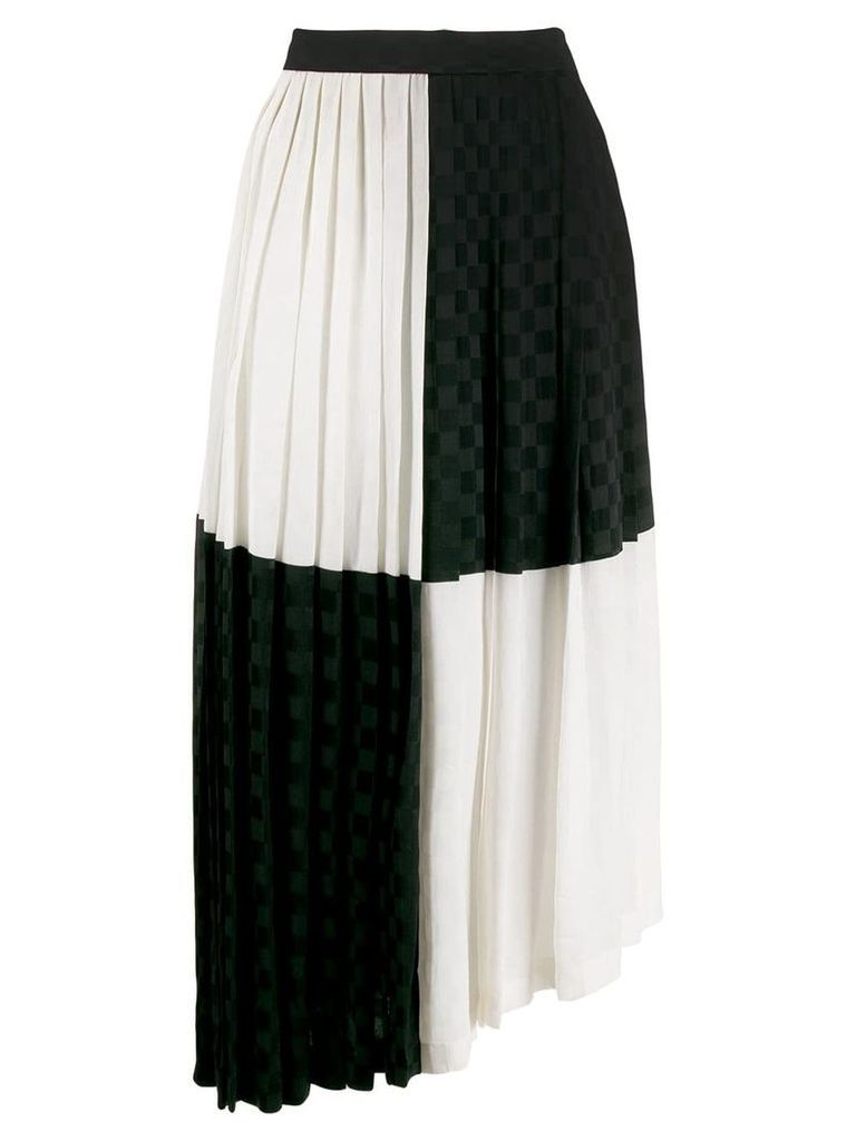 MSGM monochrome block pleated skirt - Black