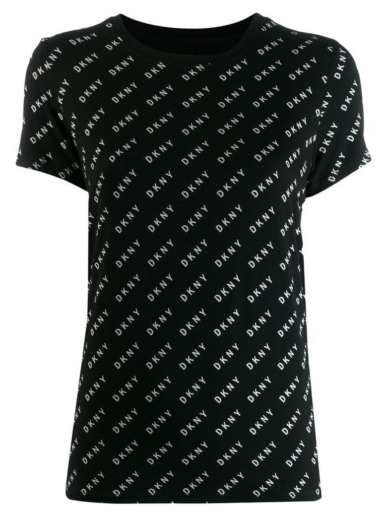 DKNY diagonal logo print T-shirt - Black