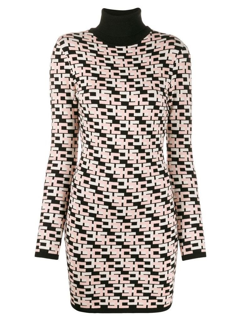 Elisabetta Franchi geometric pattern knitted shirt dress - PINK
