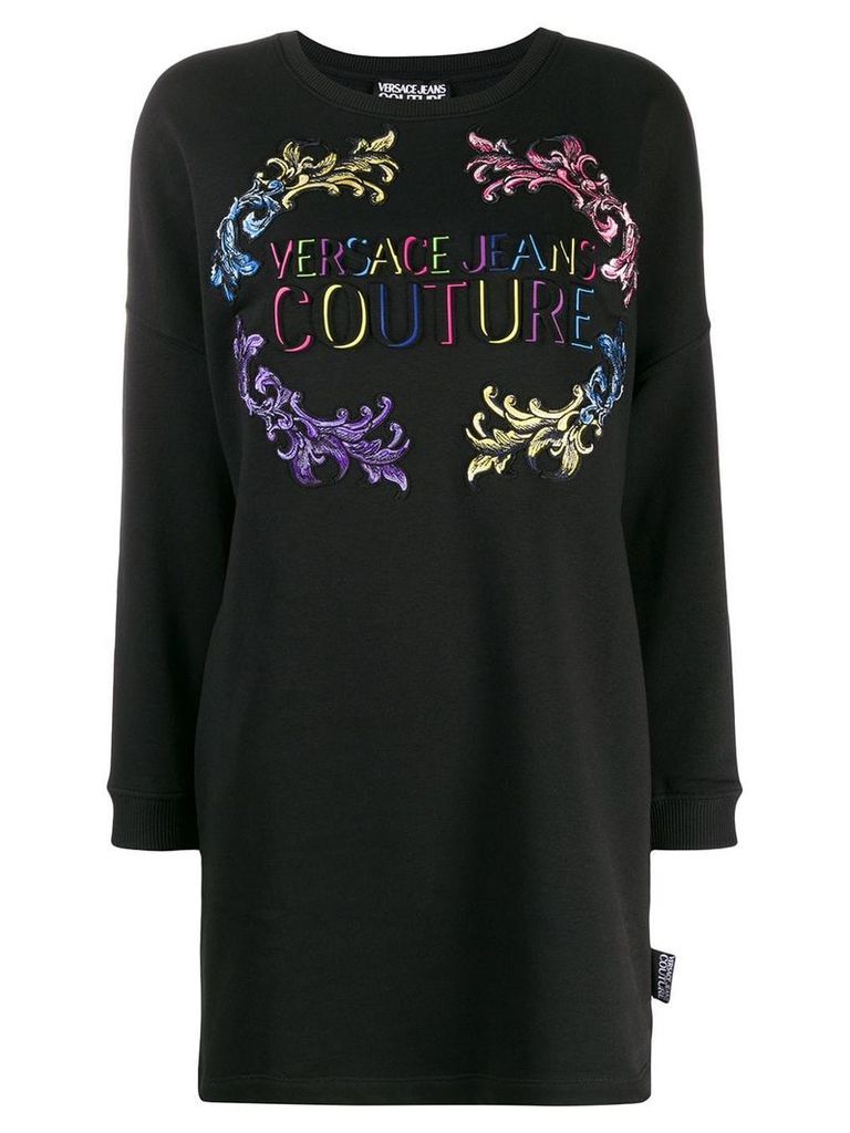 Versace Jeans Couture logo print sweatshirt dress - Black
