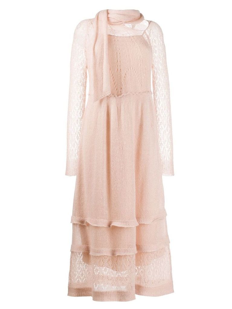 Red Valentino knitted frill dress - NEUTRALS