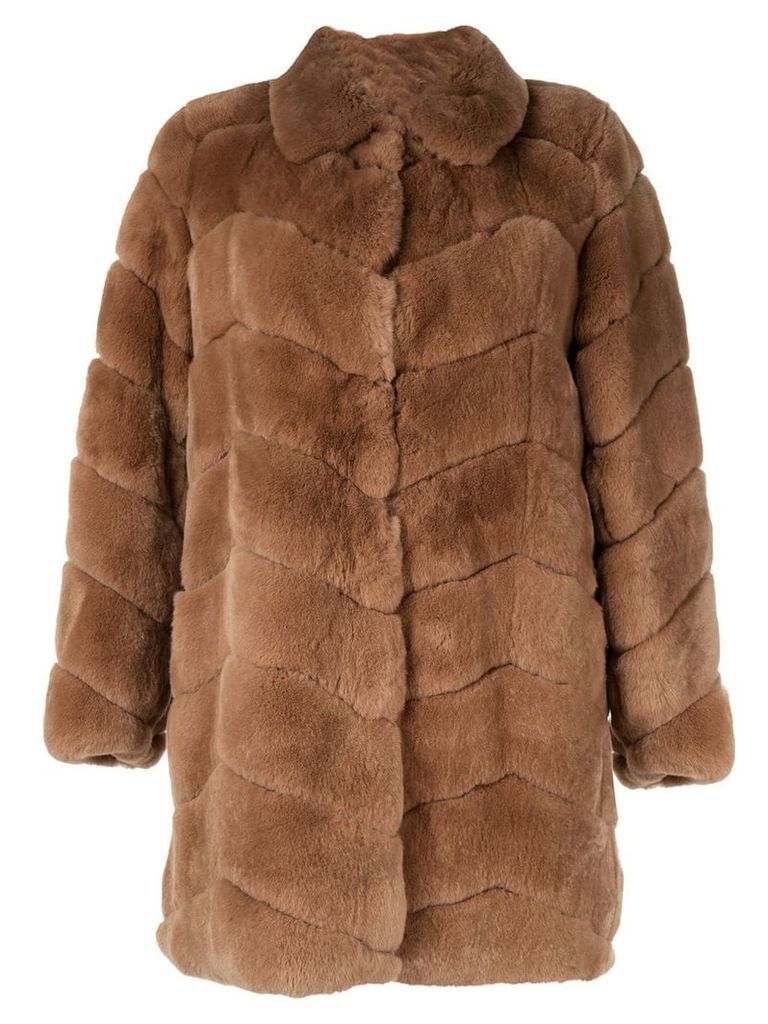 Yves Salomon Meteo single-breasted fur coat - Brown