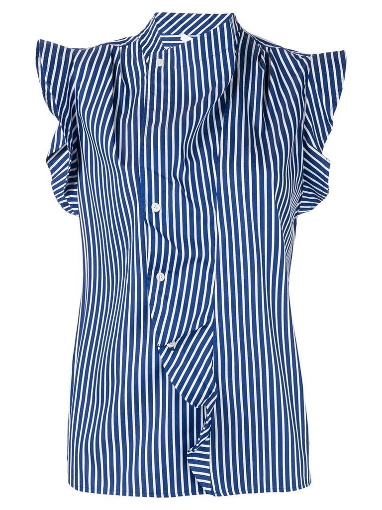 Derek Lam 10 Crosby draped detail striped shirt - Blue