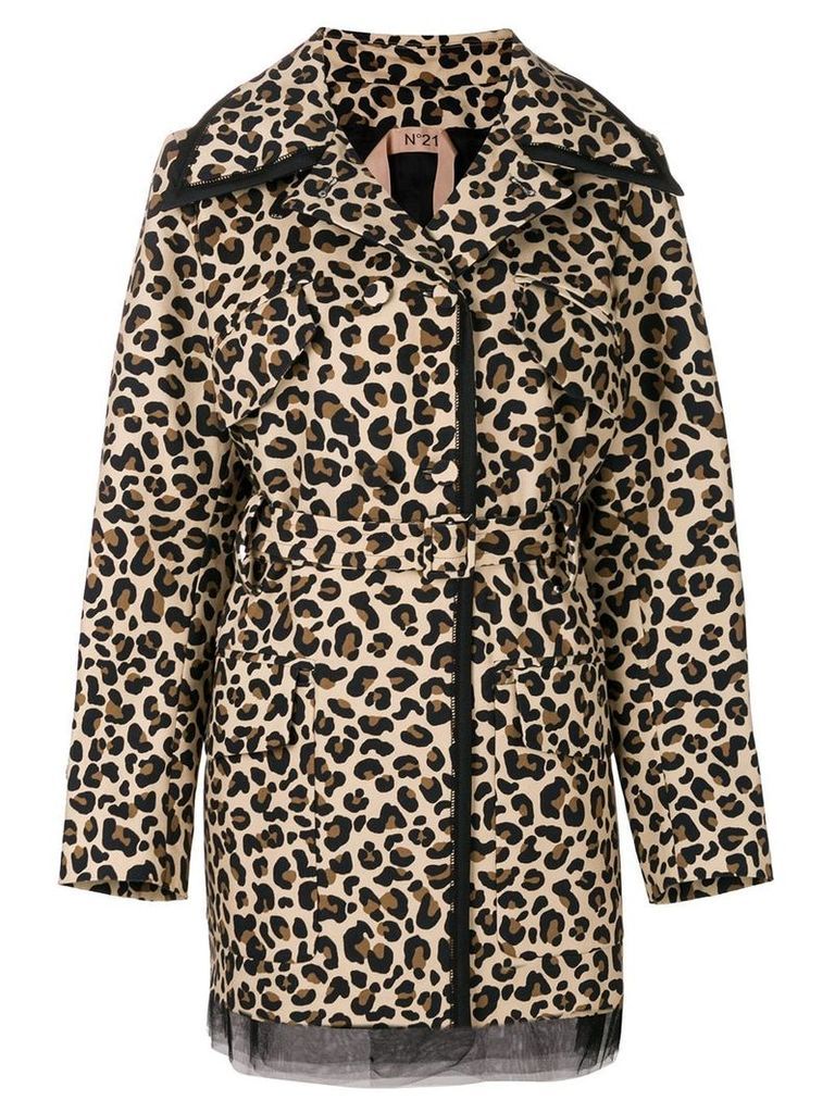 Nº21 leopard print trench coat - Neutrals