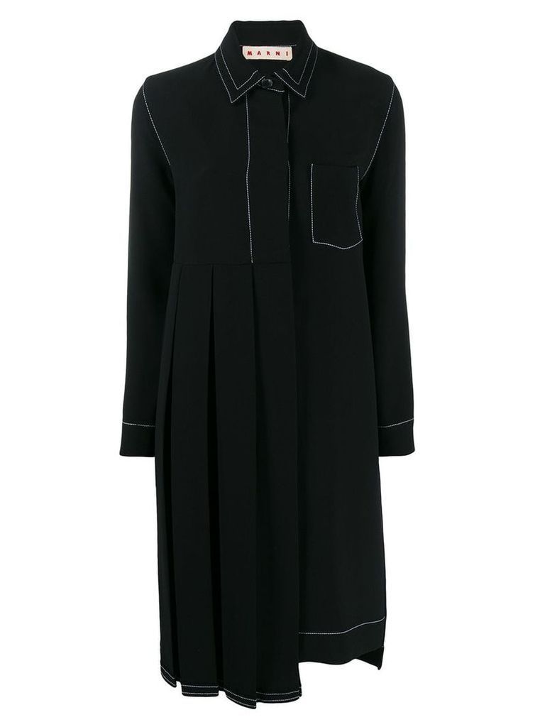 Marni pleated panel shirt dress - Black