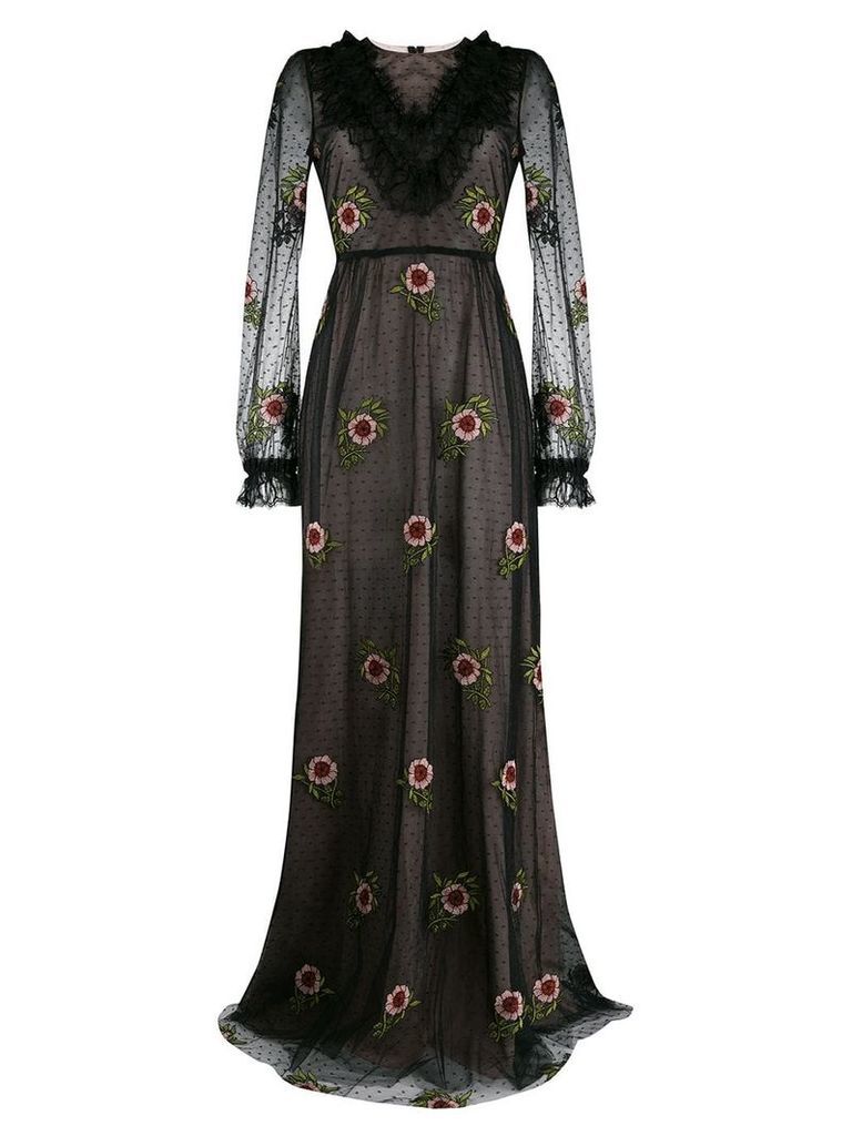 Giambattista Valli floral embroidered evening dress - Black
