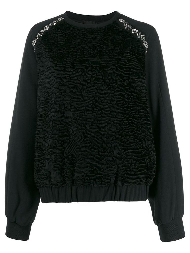 Giambattista Valli crystal-embellished crepe sweatshirt - Black
