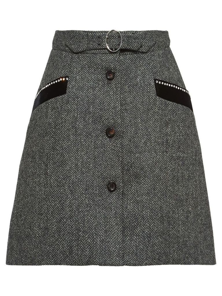 Miu Miu chevron shetland skirt - Grey